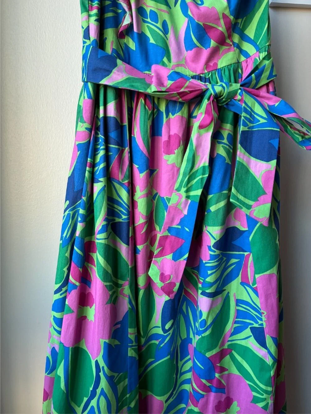J. Crew One Shoulder Ruffle Floral Green Belted Dress - Size 2